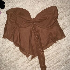 SHEIN Brown Strapless Crop Top